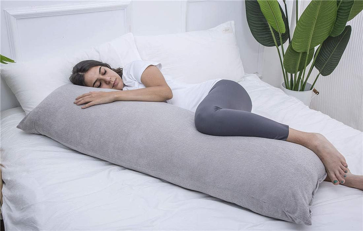 Full Size Body Pillow, Large Bed Sleeping Pillow for Side Sleeper, Long Pillow Insert with Breathable Velour Cover, 20X54 Inches (Grey)