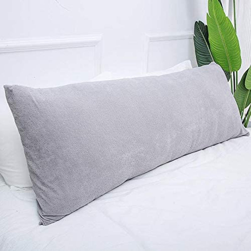 Full Size Body Pillow, Large Bed Sleeping Pillow for Side Sleeper, Long Pillow Insert with Breathable Velour Cover, 20X54 Inches (Grey)